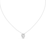 14K Solid Gold Lab Diamond Halo Pendant Necklace, White Gold, view 4
