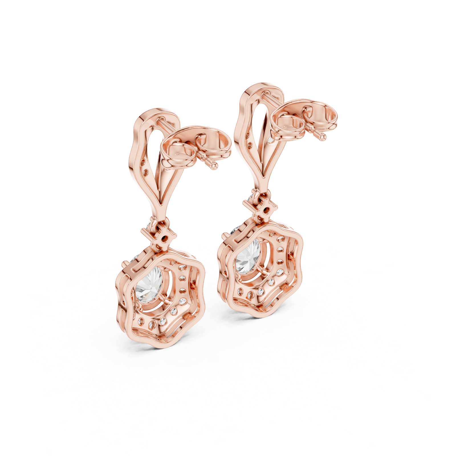 Gold Earrings 3-10013E_185, Rose Gold, view 3