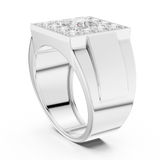 14K Solid Gold Lab Diamond Halo Ring, White Gold, view 1