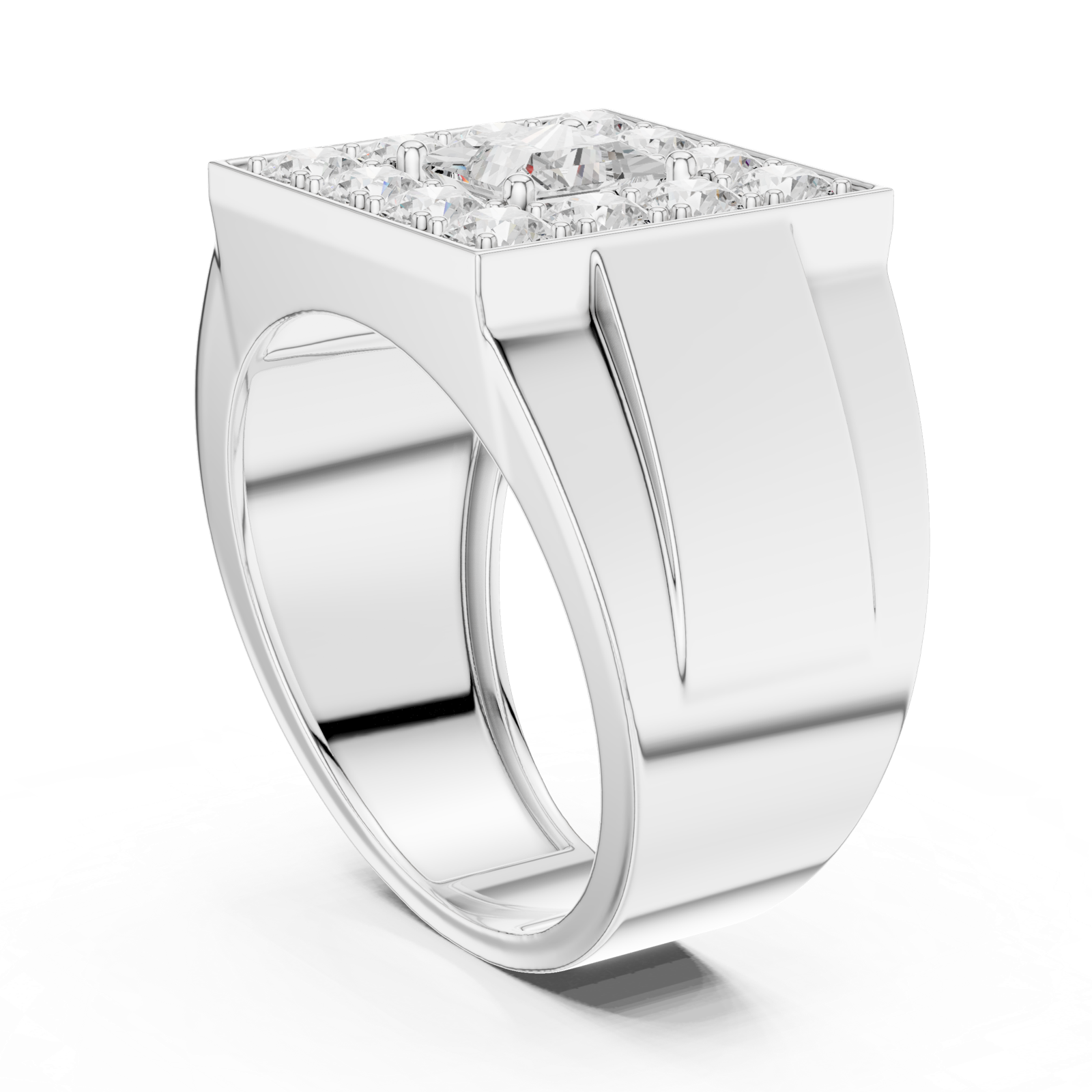 14K Solid Gold Lab Diamond Halo Ring, White Gold, view 1
