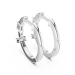 14K Solid Gold Lab Diamond Huggie Earrings, White Gold, view 3