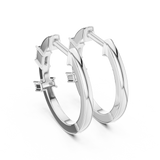 14K Solid Gold Lab Diamond Huggie Earrings, White Gold, view 3