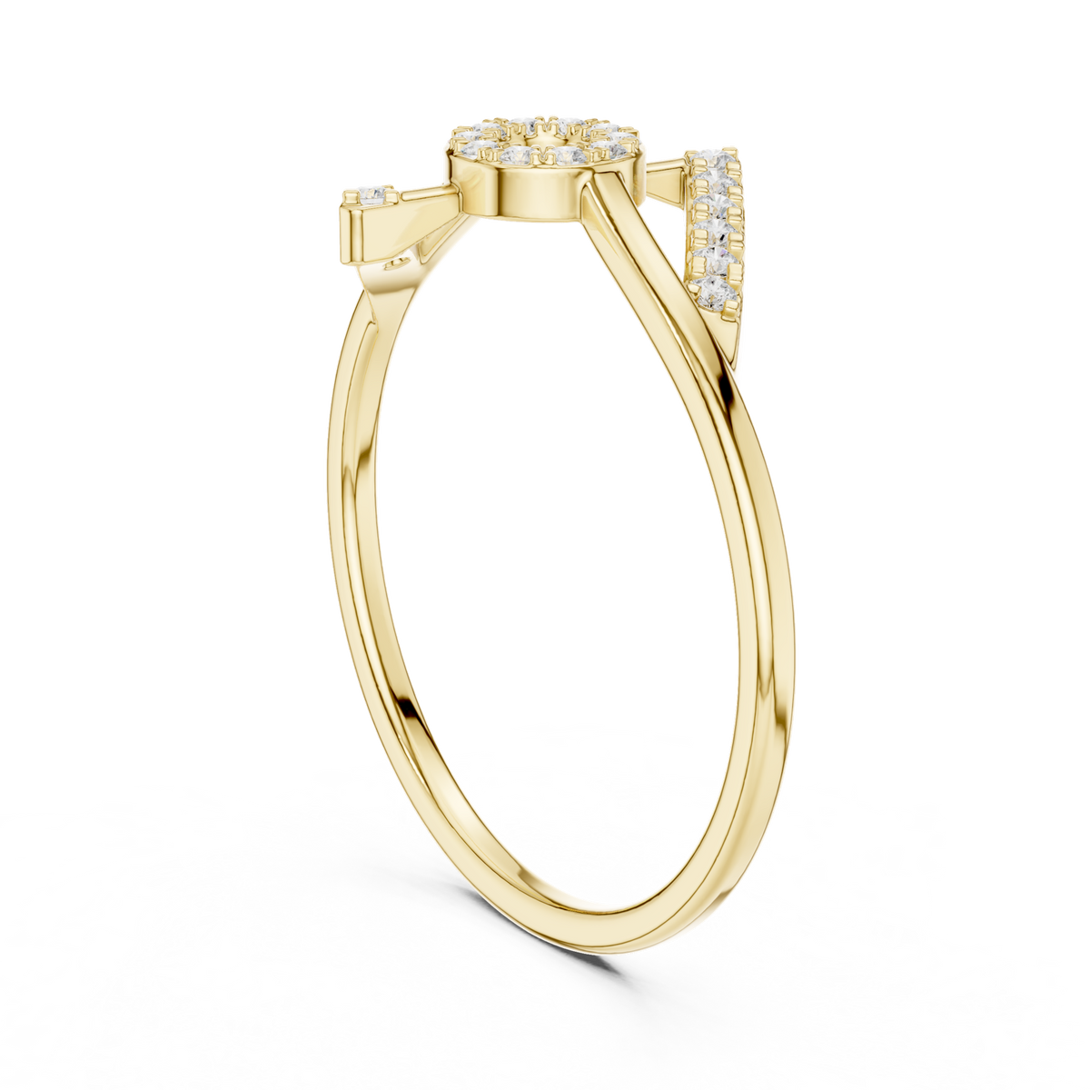 14K Solid Gold Lab Diamond Crossover Ring, Yellow Gold, view 1