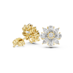14K Solid Gold Lab Diamond Flower Cluster Earrings, Yellow Gold, view 1