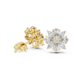 14K Solid Gold Lab Diamond Flower Cluster Earrings, Yellow Gold, view 1