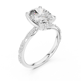 Gold Ring DDLR-167, Oval center stone, White Gold, view 2