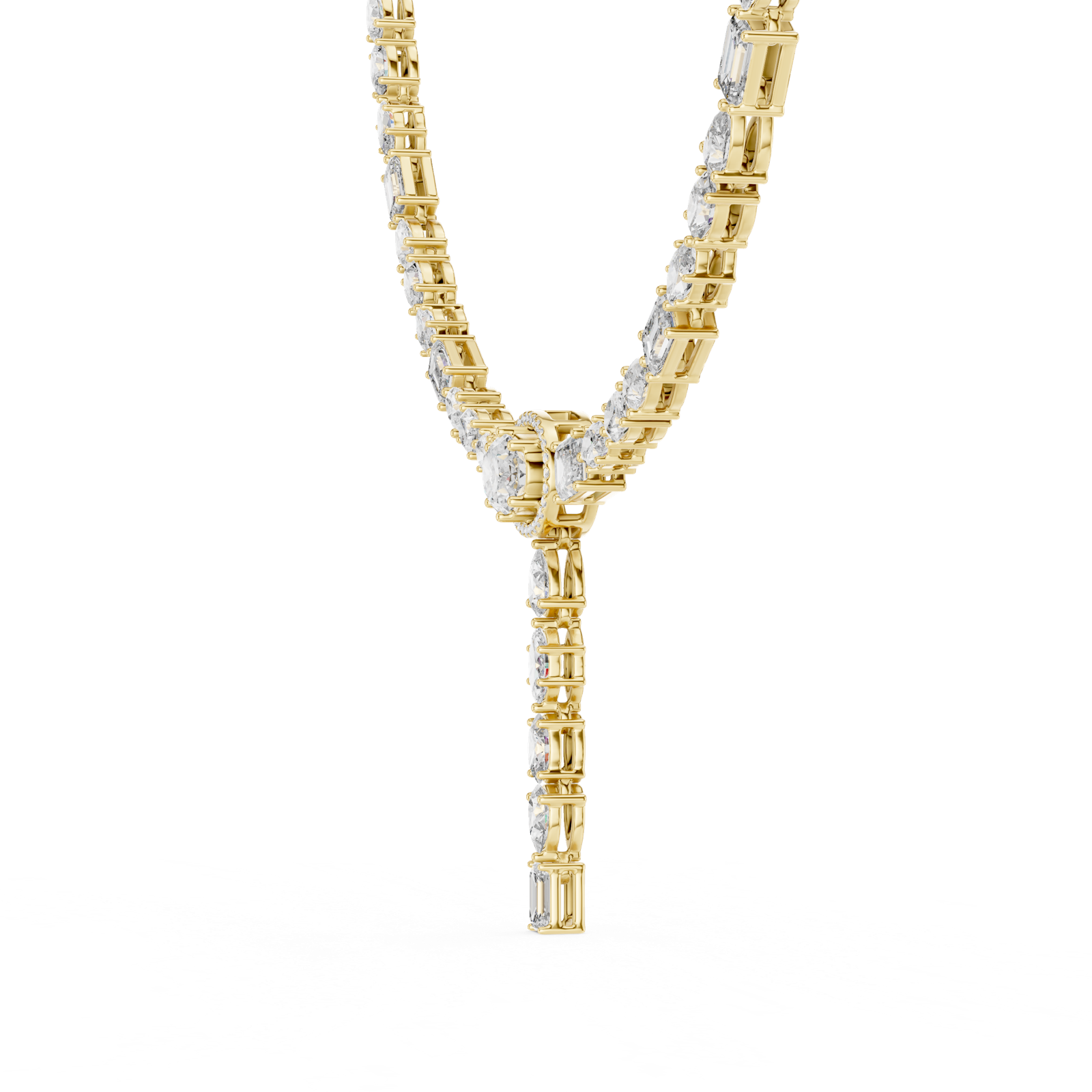 14K Solid Gold Lab Diamond Tennis Necklace, Yellow Gold, view 3