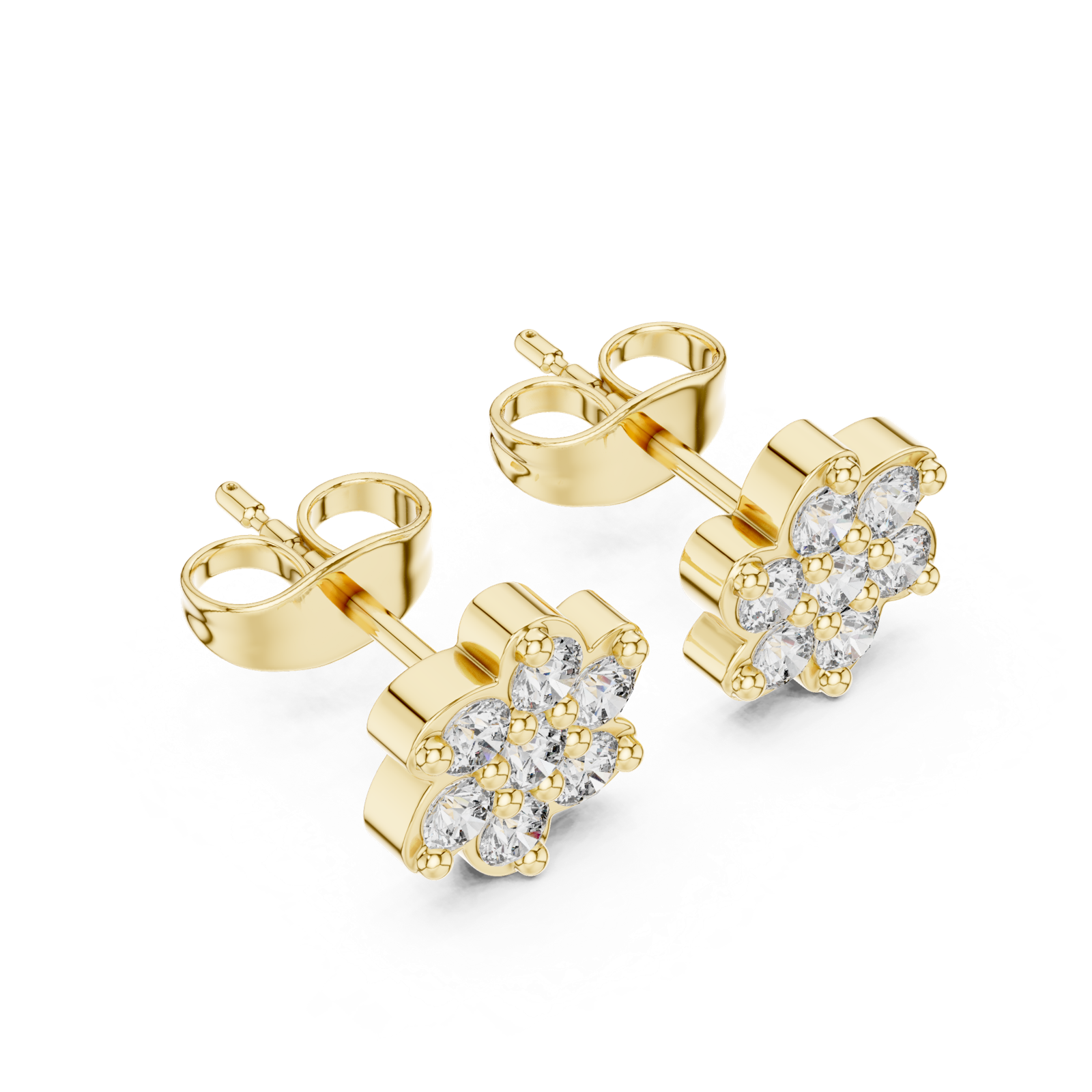 Gold Earrings 9-10034E, Yellow Gold, view 2