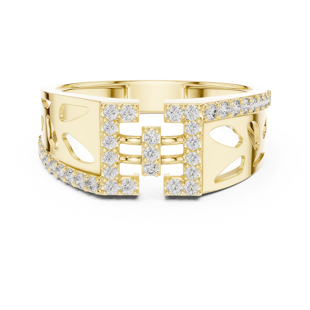 14K Solid Gold Lab Diamond Cluster Ring, Yellow Gold