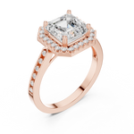 Gold Ring, Asscher center stone, Rose Gold, view 2
