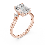 Gold Ring DDLR-164, Emerald center stone, Rose Gold, view 2