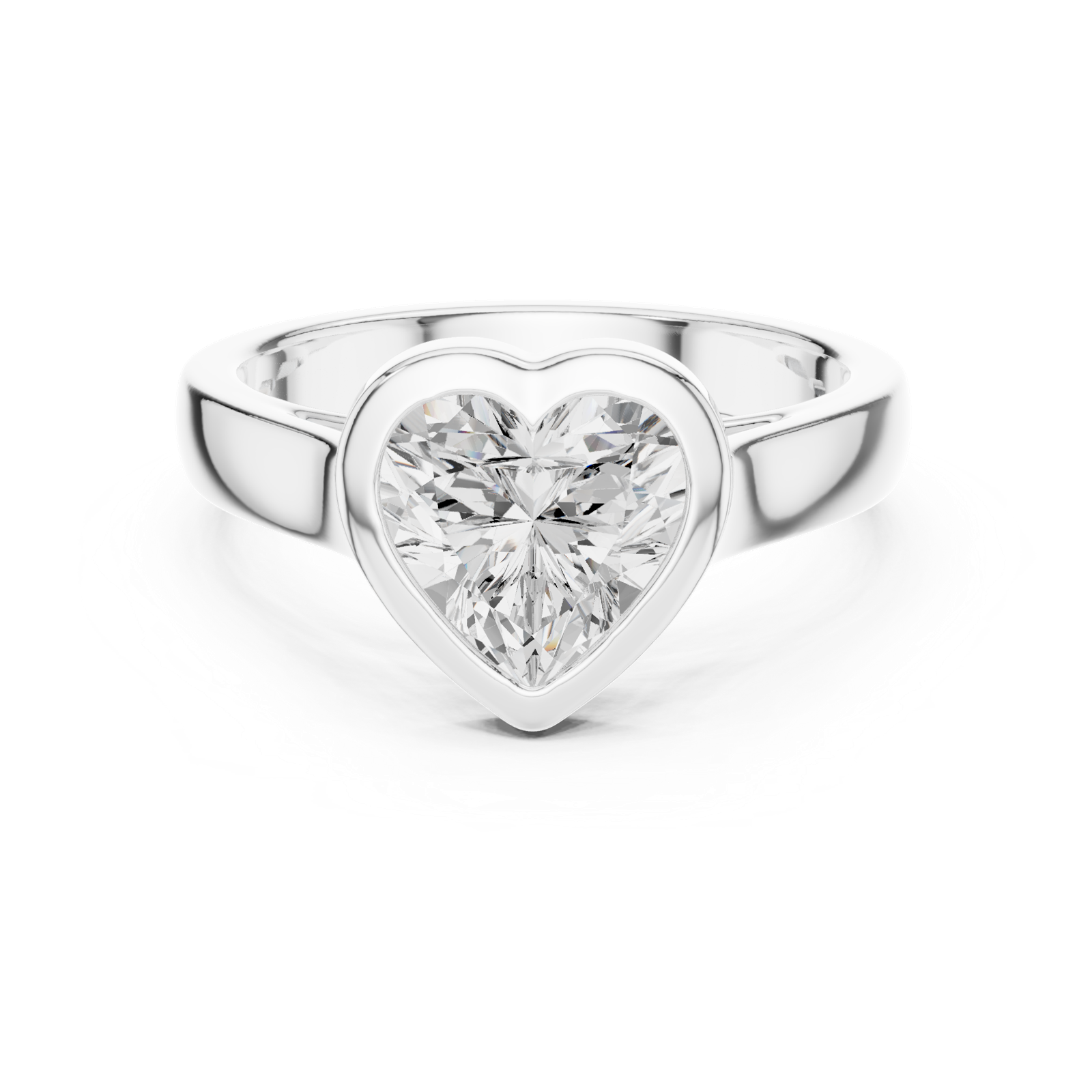 Gold Jewelry L36-3, Heart center stone, White Gold, view 4