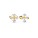 14K Solid Gold Lab Diamond Clover Cluster Earrings, Yellow Gold