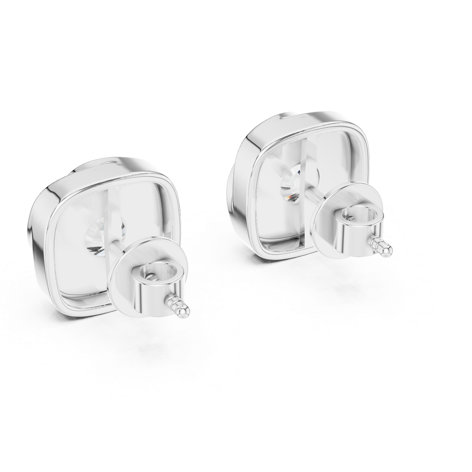 14K Solid Gold Lab Diamond Stud Earrings, White Gold, view 3