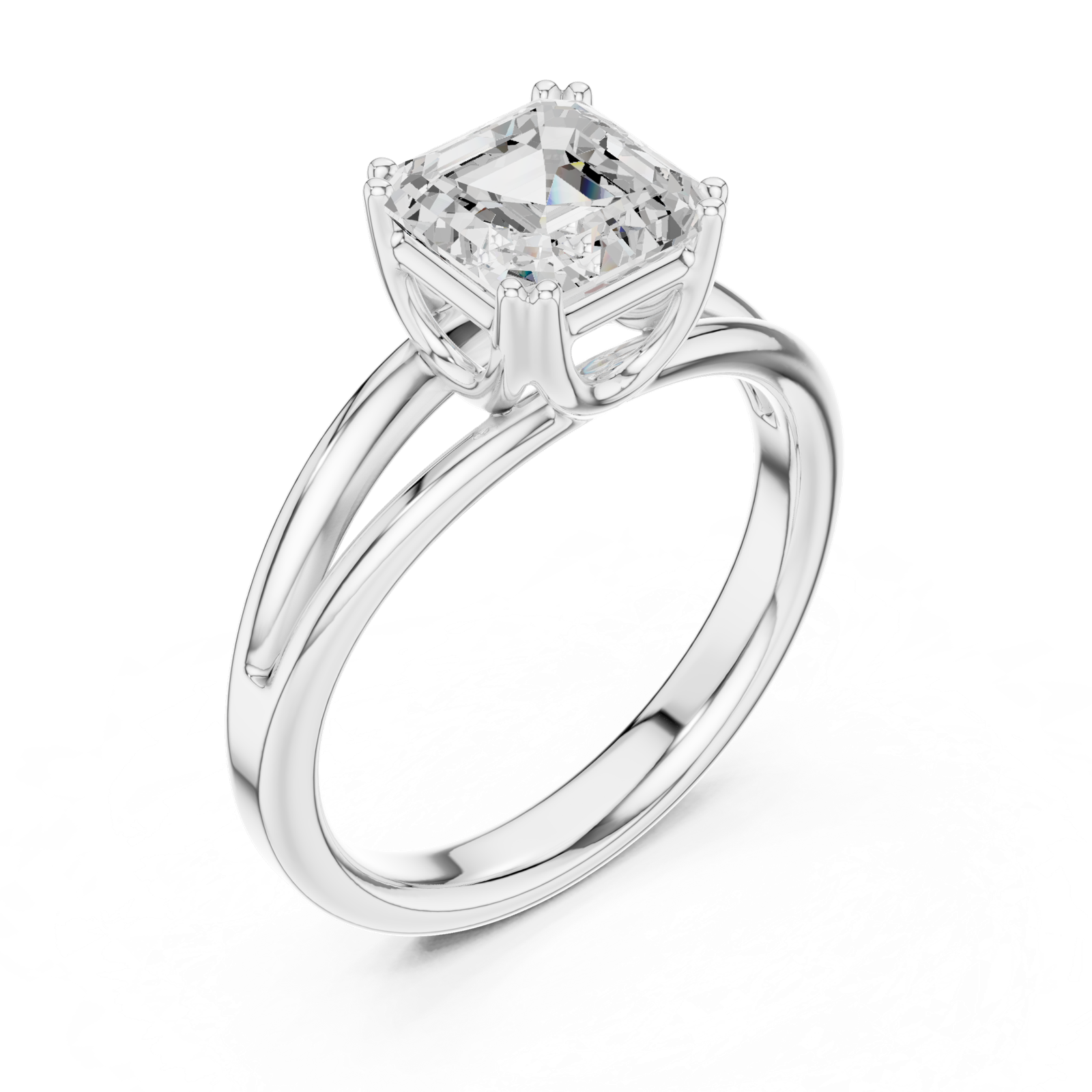 Gold Jewelry L36-7, Asscher center stone, White Gold, view 2