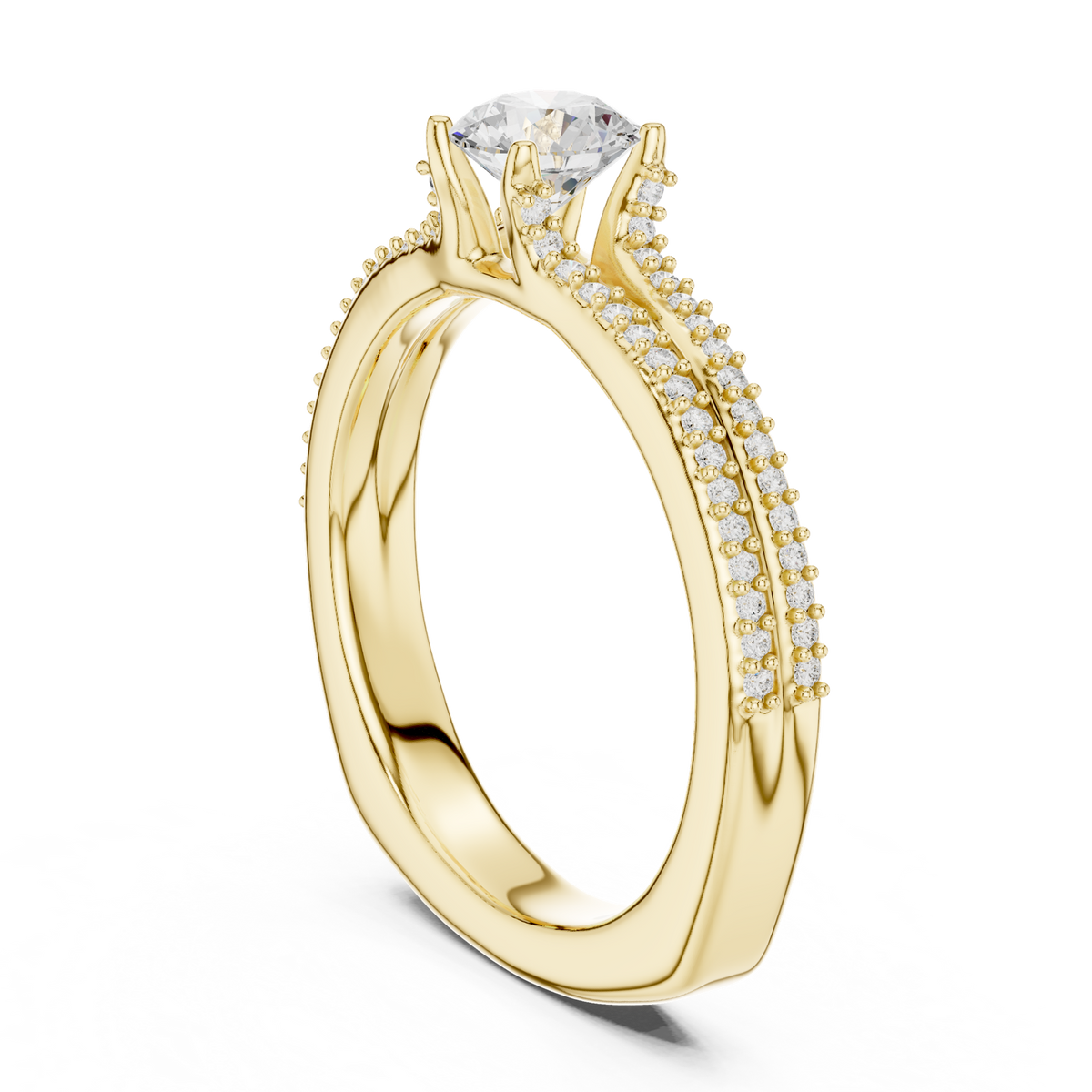 14K Solid Gold Lab Diamond Solitaire Ring, Yellow Gold, view 1