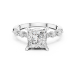 Gold Ring DDLR-168, Princess center stone, White Gold, view 4