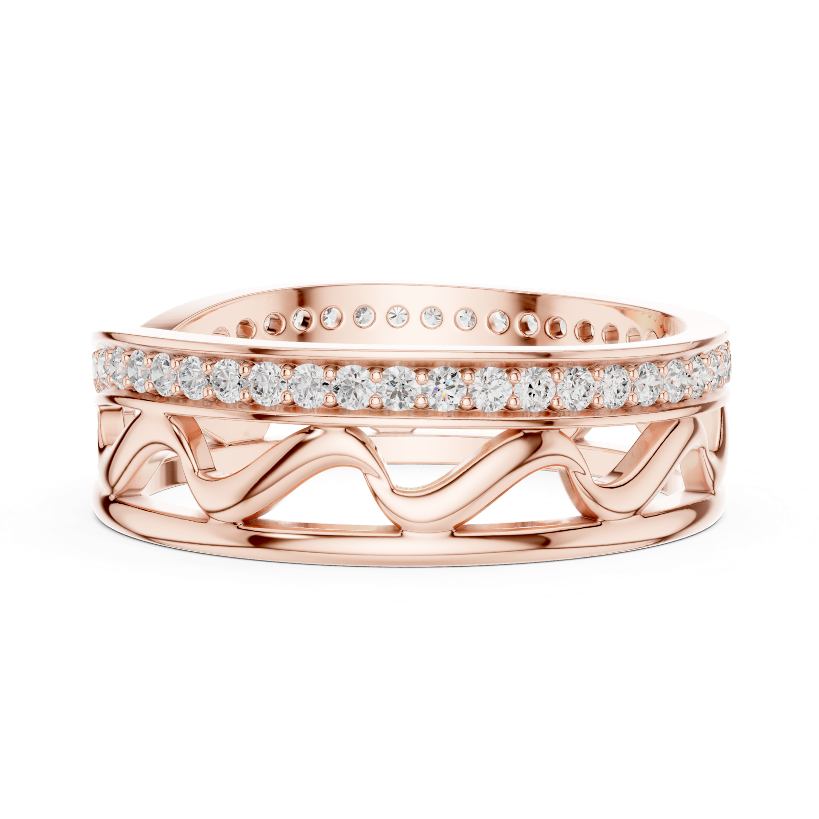 Gold Ring R25, Rose Gold, view 3