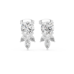 14K Solid Gold Lab Diamond Drop Earrings, White Gold