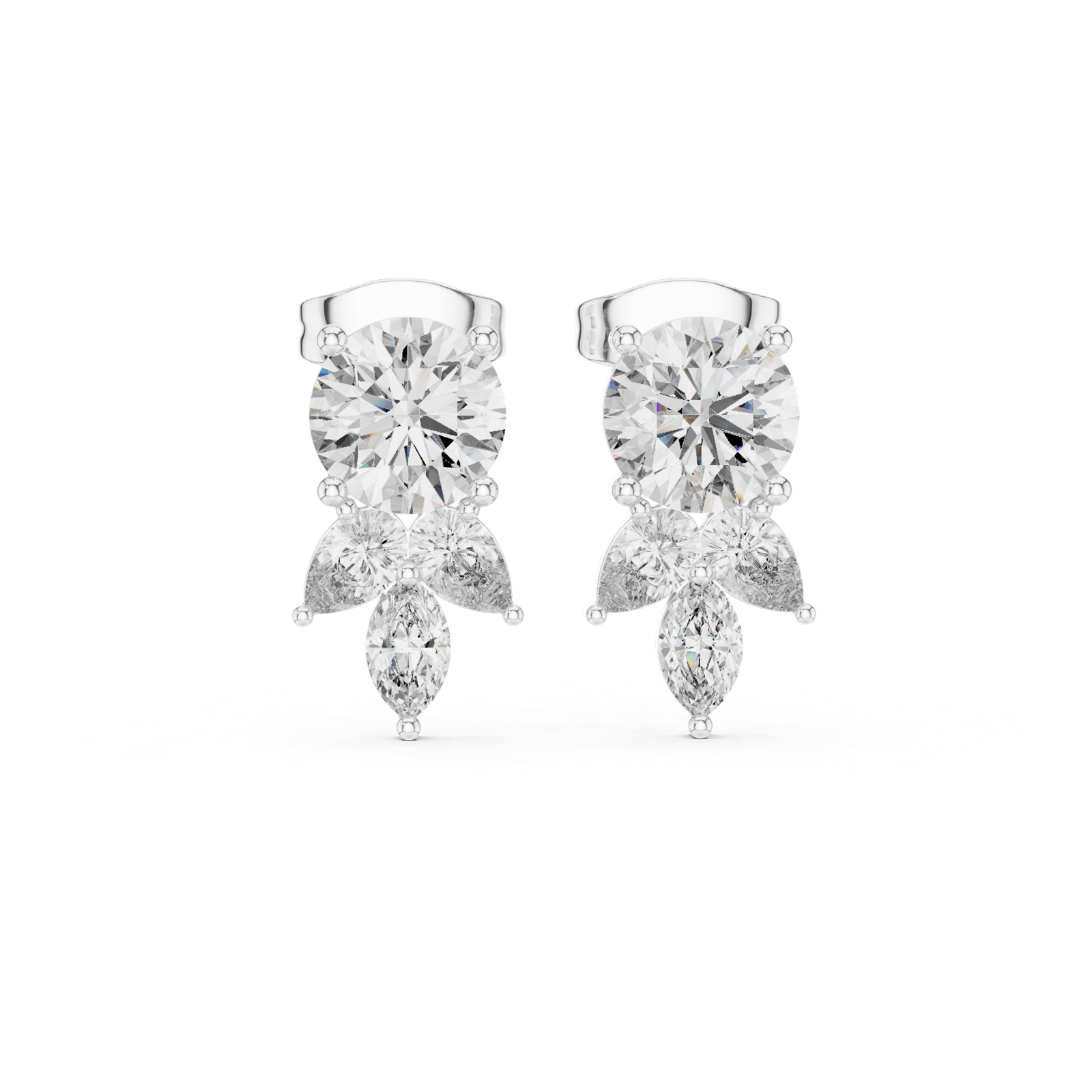 14K Solid Gold Lab Diamond Drop Earrings, White Gold