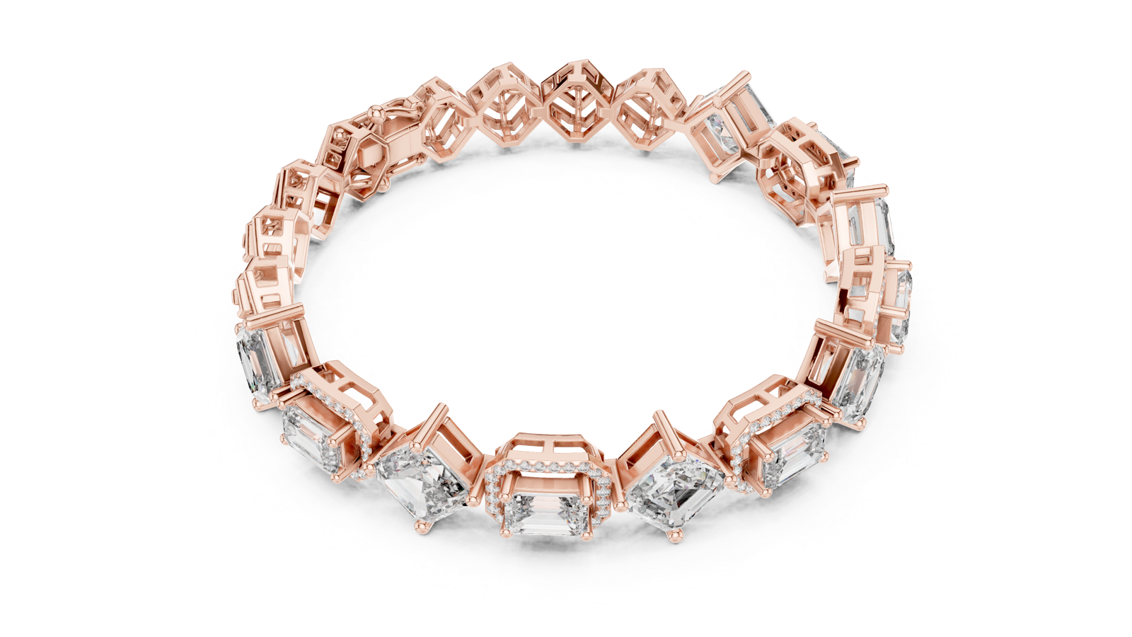 14K Solid Gold Lab Diamond Bracelet, Rose Gold, view 2