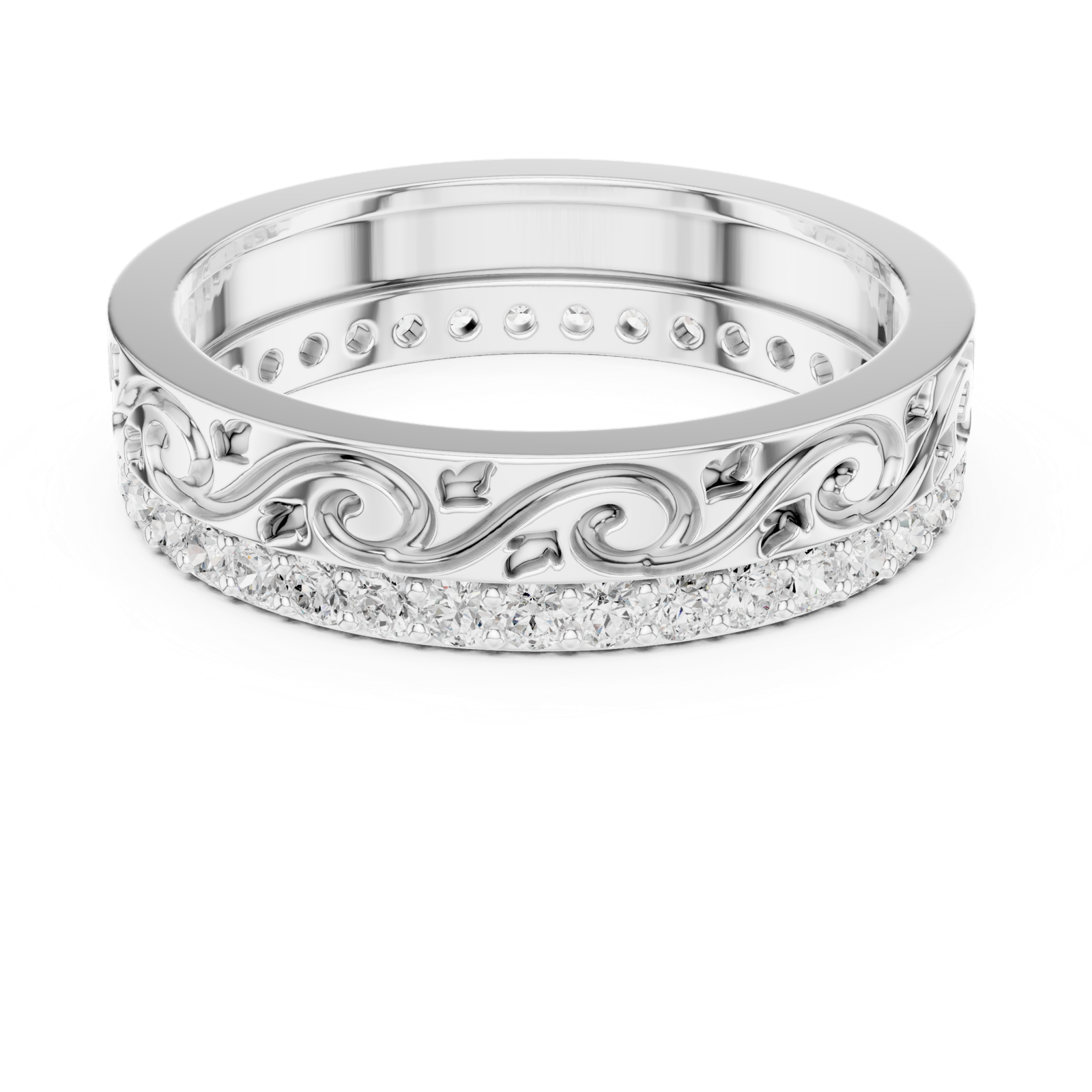 Gold Ring R22, White Gold, view 4
