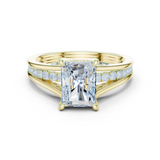 Gold Ring DDLR-253, Radiant center stone, Yellow Gold