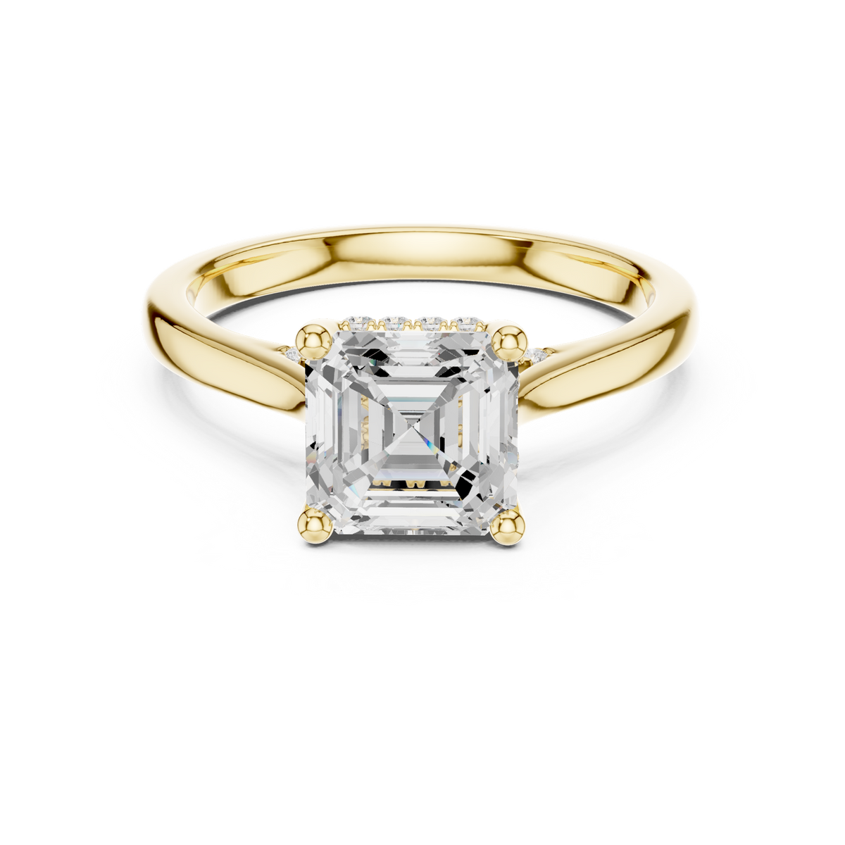 14K Solid Gold Lab Diamond Solitaire Ring, Yellow Gold