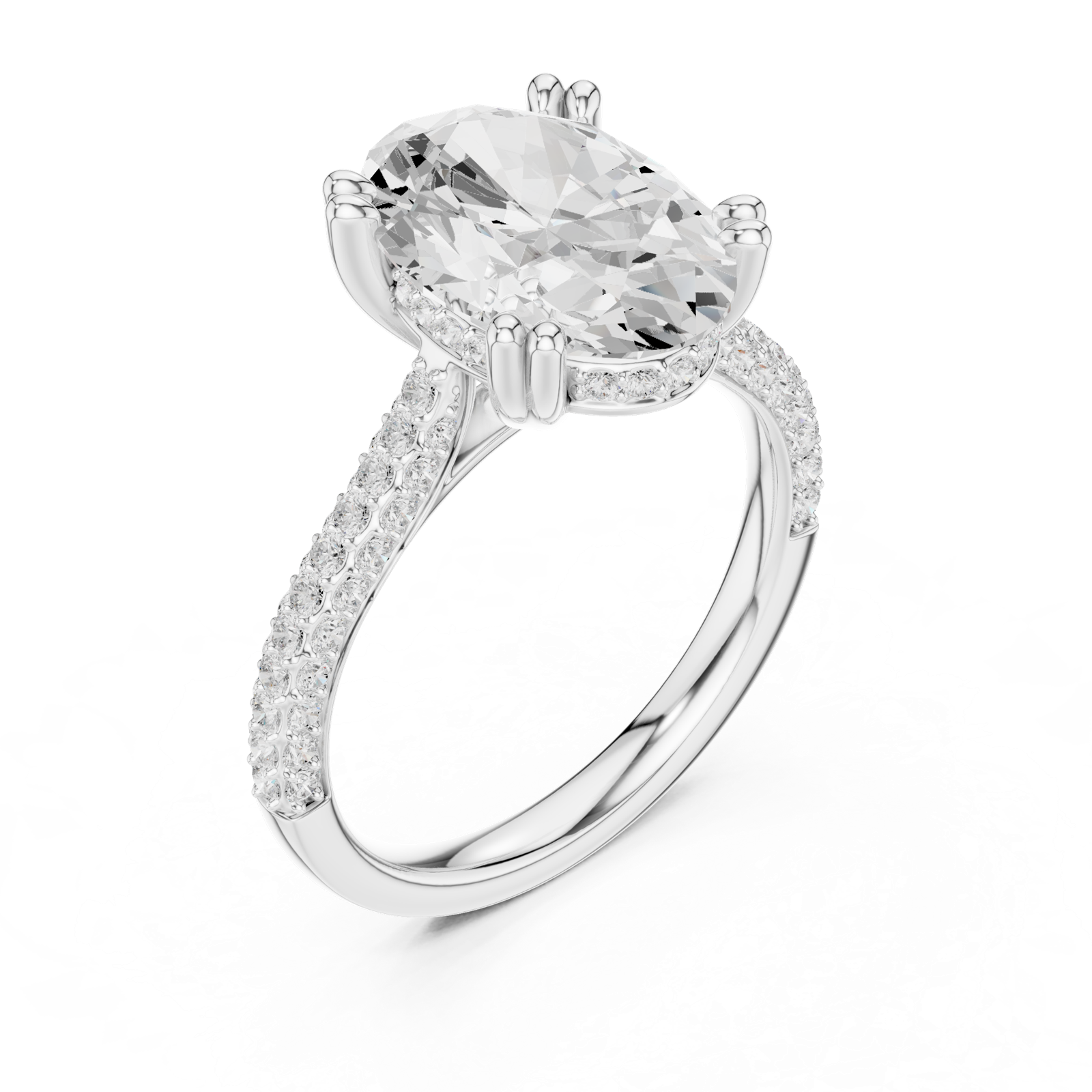Gold Ring DDLR-260, Oval center stone, White Gold, view 2
