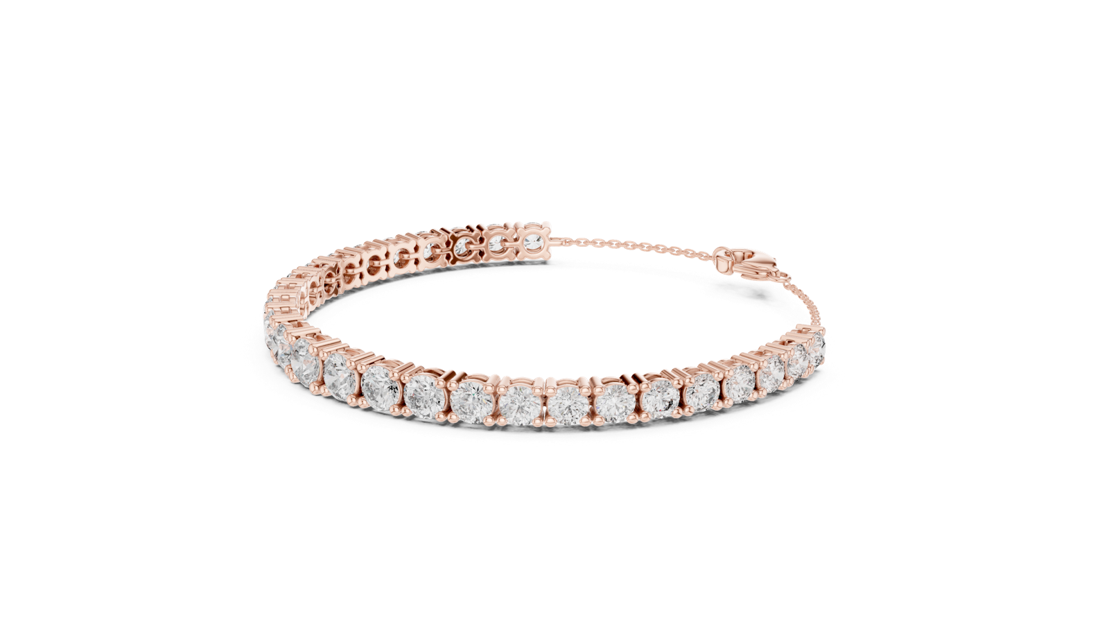 14K Solid Gold Lab Diamond Bracelet, Rose Gold, view 1