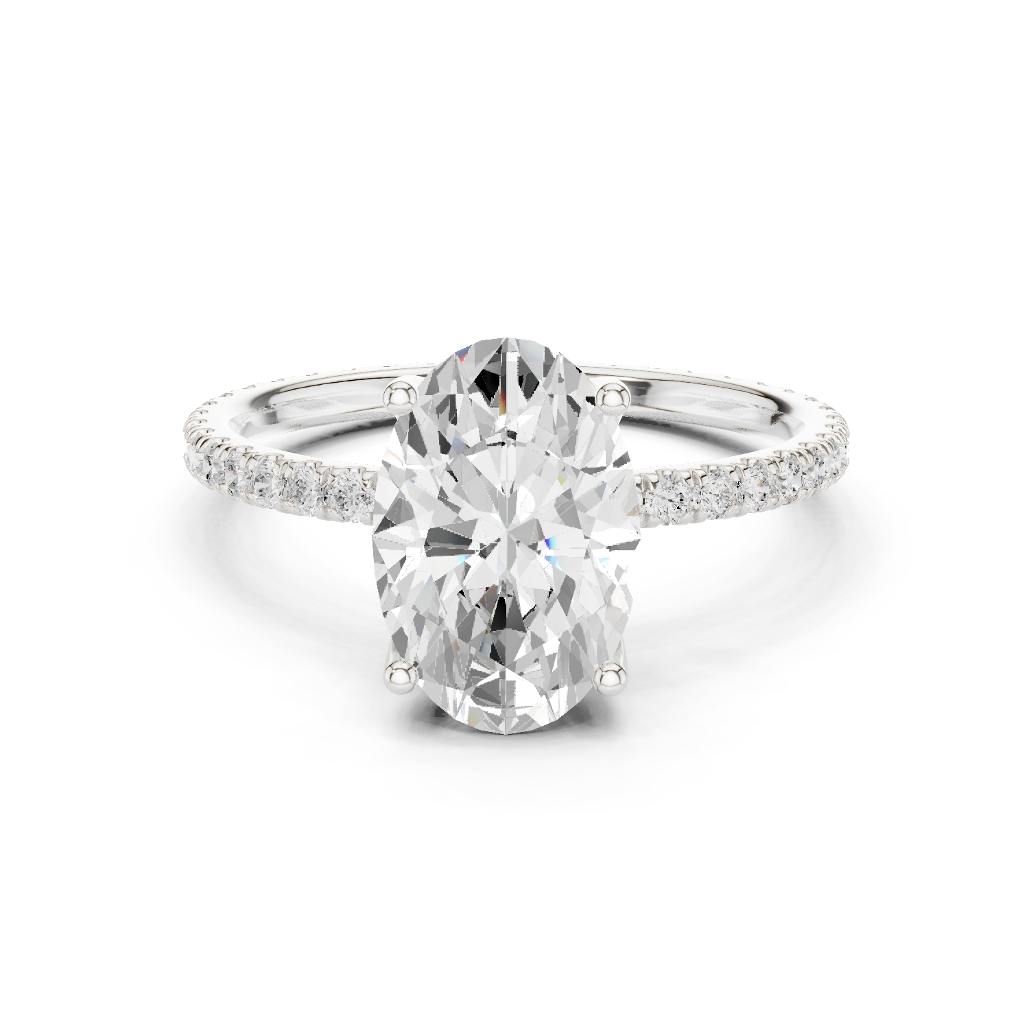 Gold Jewelry L36-16, Oval center stone, White Gold