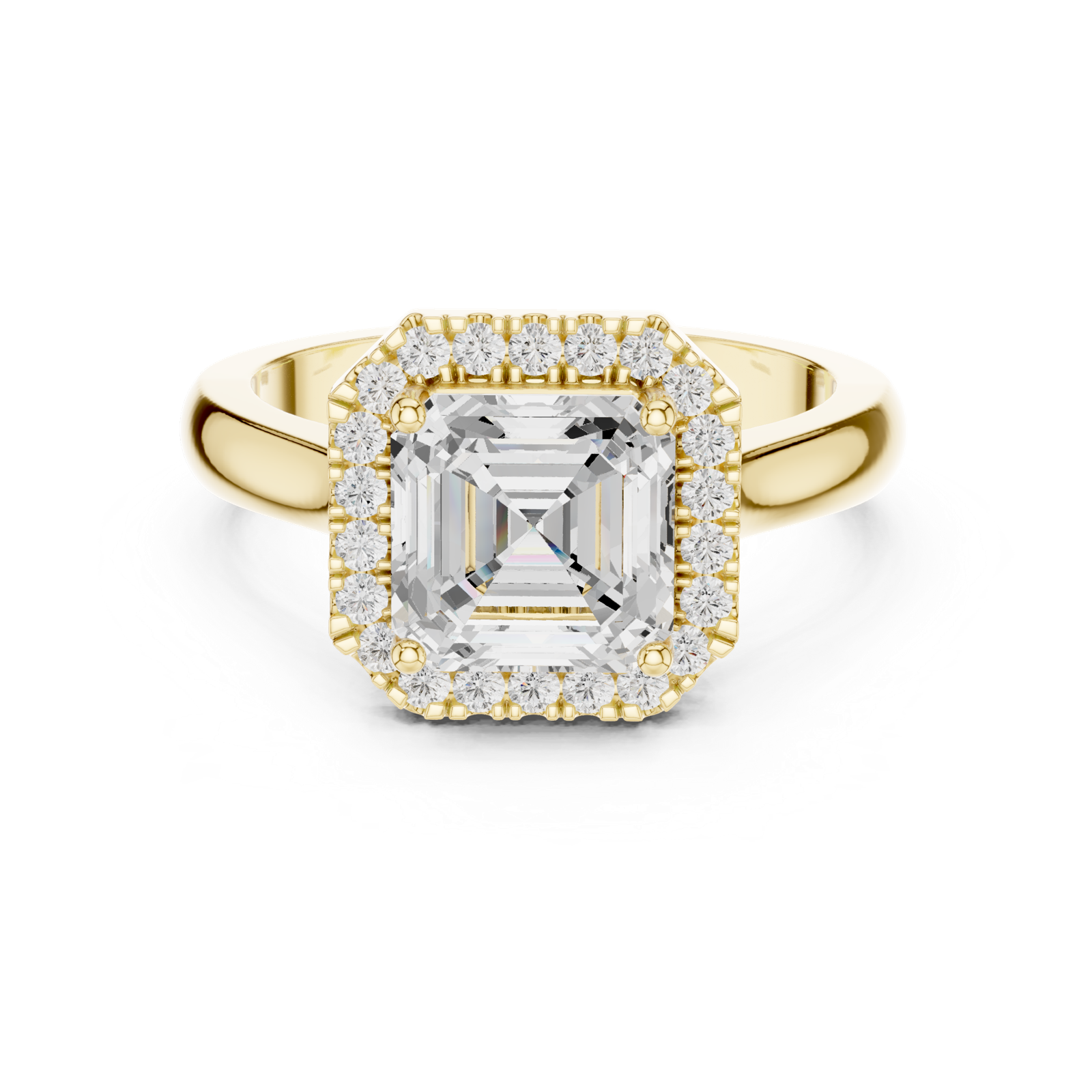 Gold Ring, Asscher center stone, Yellow Gold, view 4