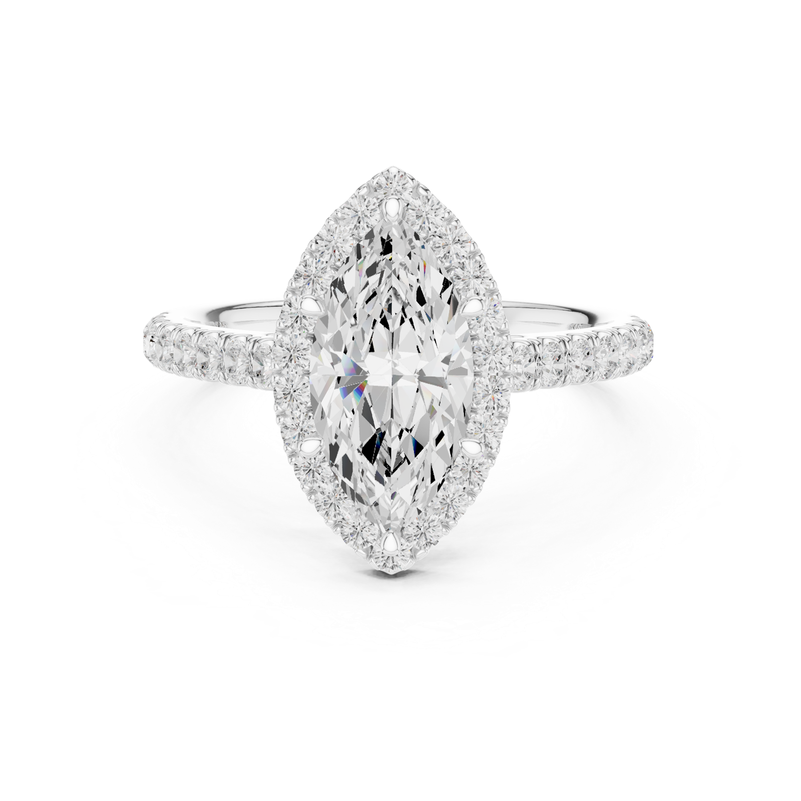 Gold Ring DDLR-118, Marquise center stone, White Gold, view 4