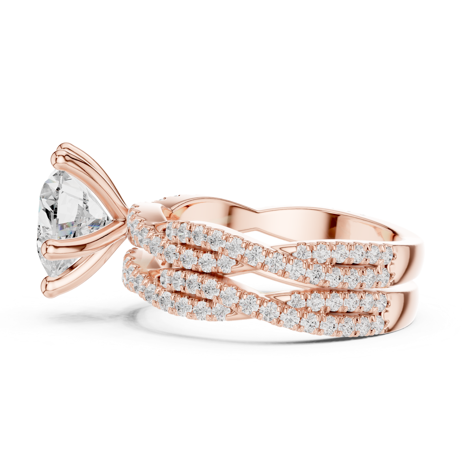 Gold Ring DDLR-300, Heart center stone, Rose Gold, view 3