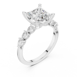 Gold Ring DDLR-168, Princess center stone, White Gold, view 2