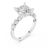 Gold Ring DDLR-168, Princess center stone, White Gold, view 2