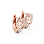 14K Solid Gold Lab Diamond Cluster Earrings, Rose Gold, view 1