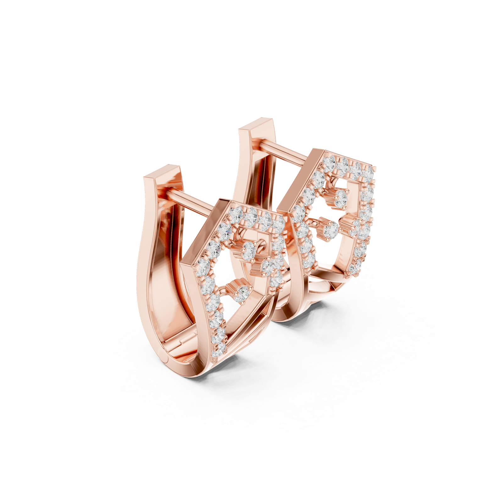 14K Solid Gold Lab Diamond Cluster Earrings, Rose Gold, view 1