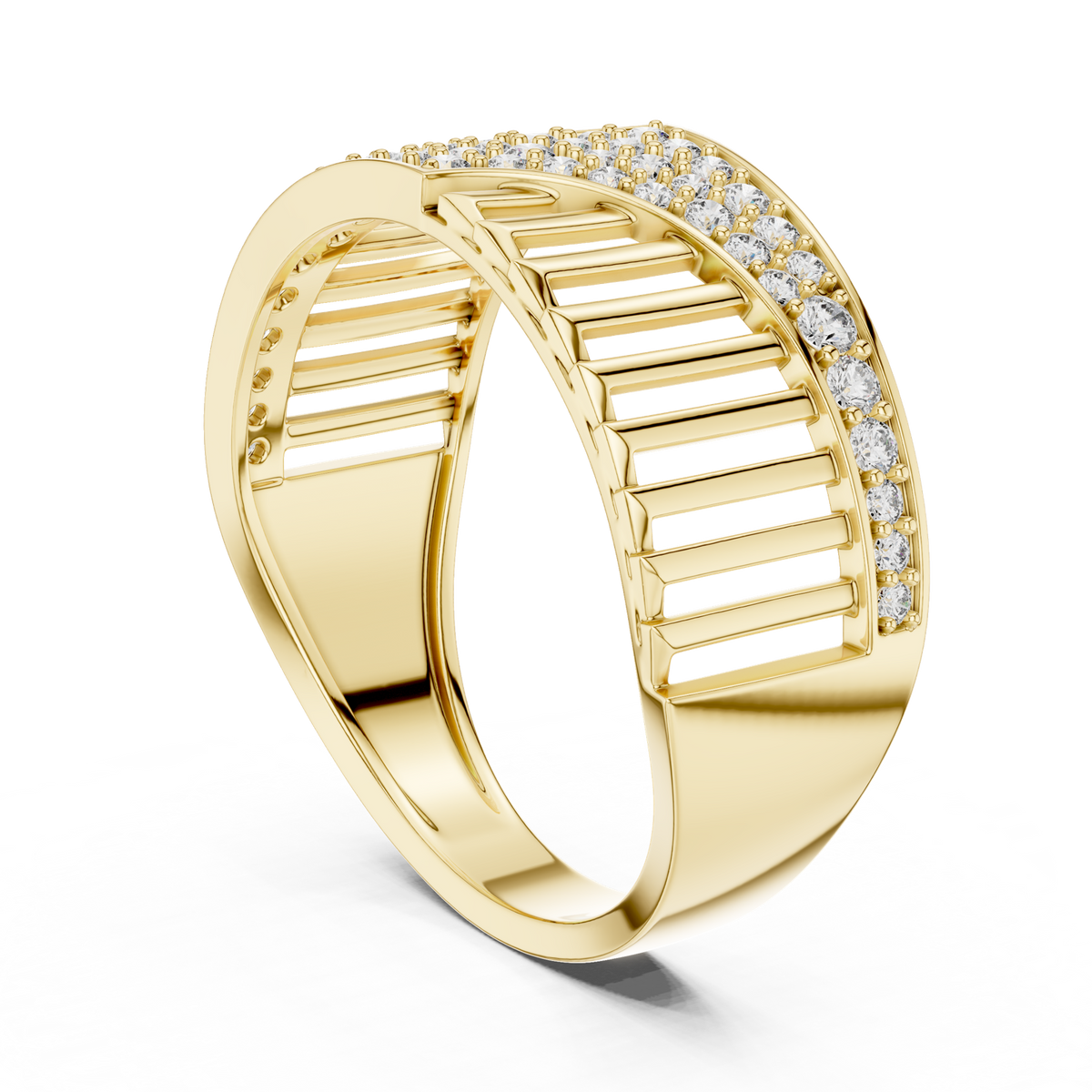14K Solid Gold Lab Diamond Band Ring, Yellow Gold, view 1