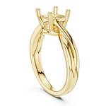 Gold Twisted Band Solitaire Engagement Ring, Cushion center stone, Yellow Gold, view 1