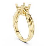 Gold Twisted Band Solitaire Engagement Ring, Cushion center stone, Yellow Gold, view 1