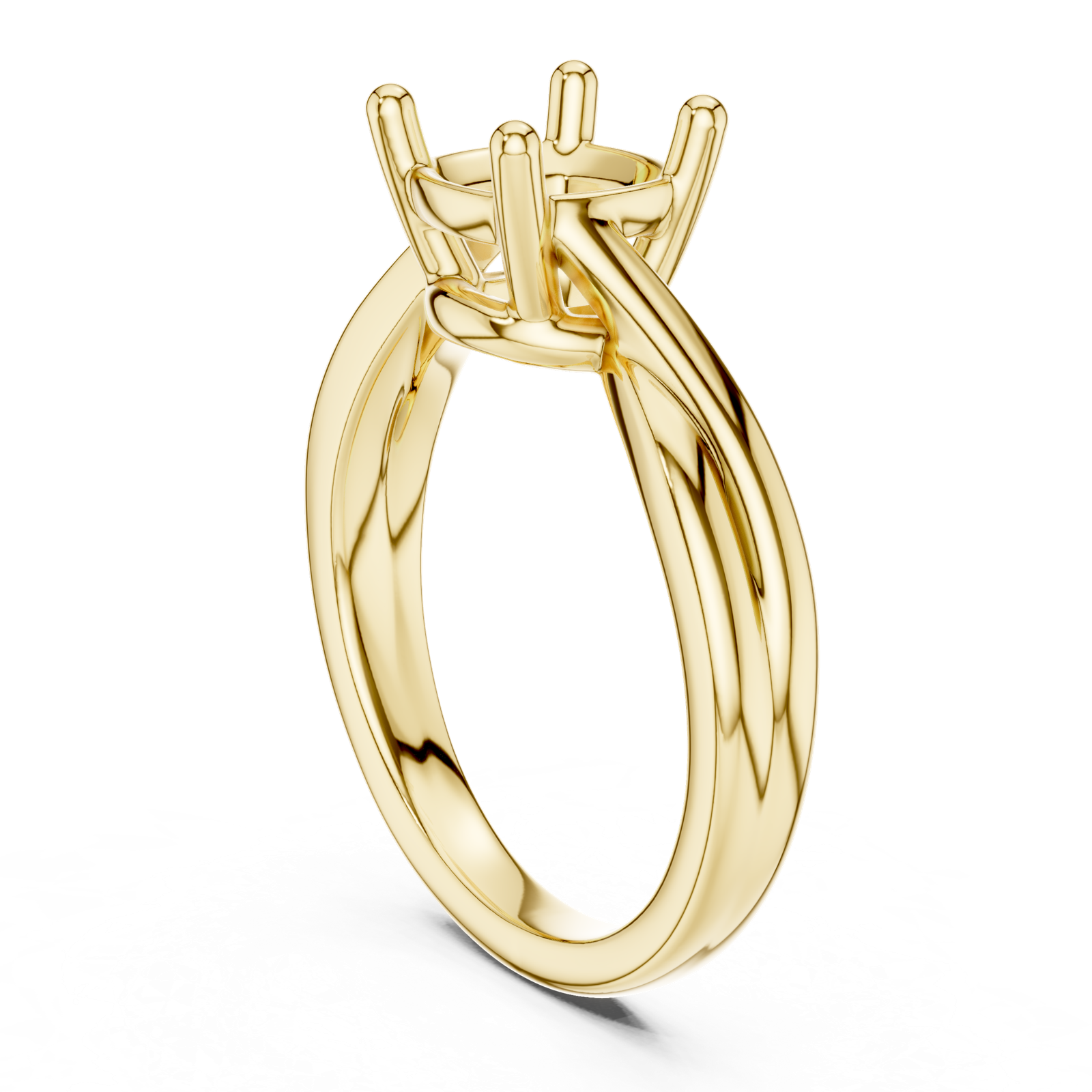 Gold Twisted Band Solitaire Engagement Ring, Cushion center stone, Yellow Gold, view 1