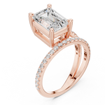 Gold Jewelry, Emerald center stone, Rose Gold, view 2