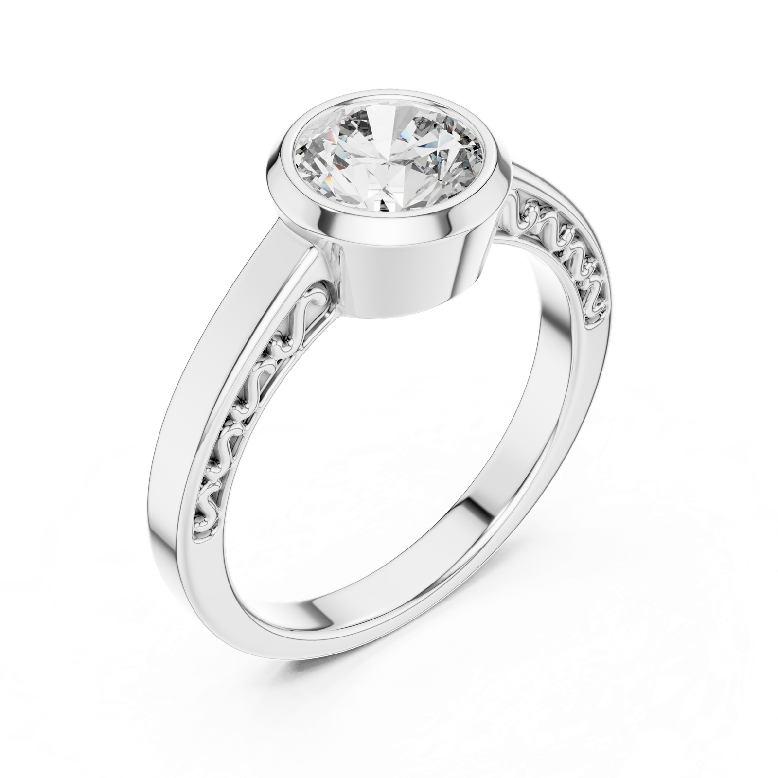 Gold Ring LR-0111, White Gold, view 2