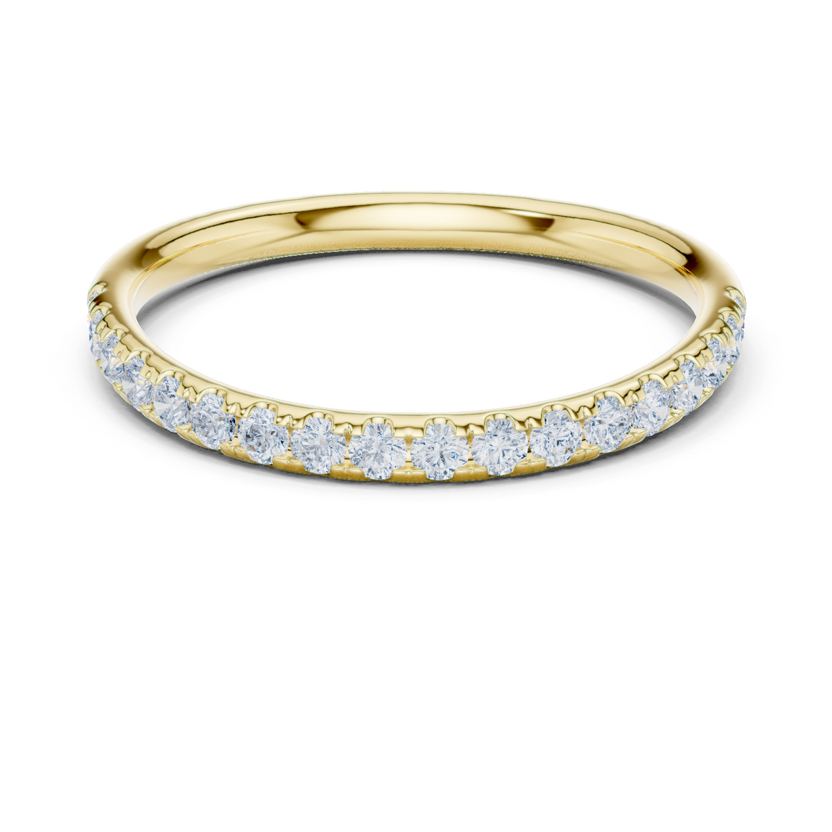 14K Solid Gold Lab Diamond Band Ring, Yellow Gold