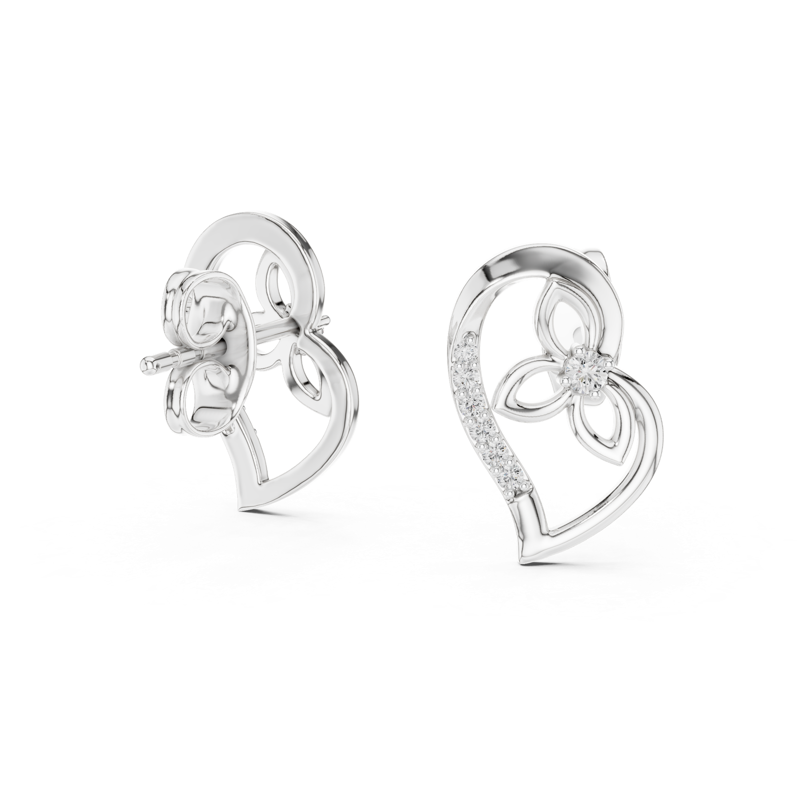 Gold Earrings 12-10031@E, White Gold, view 1