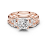 Gold Ring DDLR-299, Cushion center stone, Rose Gold