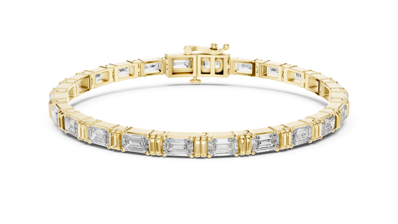 14K Solid Gold Lab Diamond Bracelet, Yellow Gold