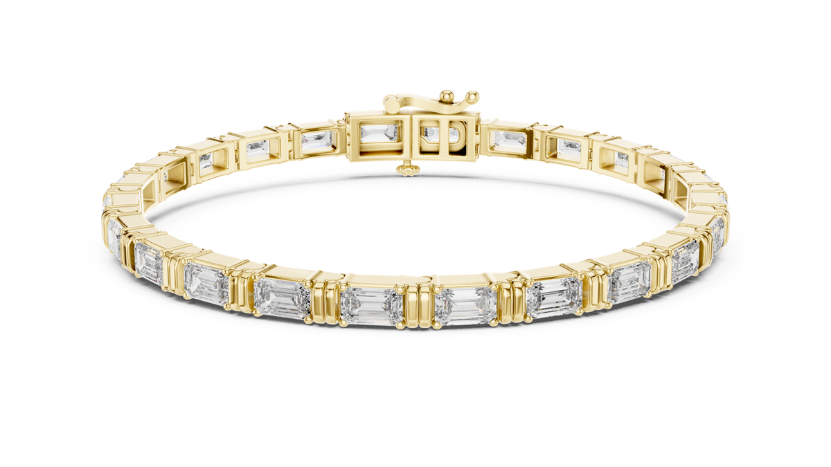 14K Solid Gold Lab Diamond Bracelet, Yellow Gold