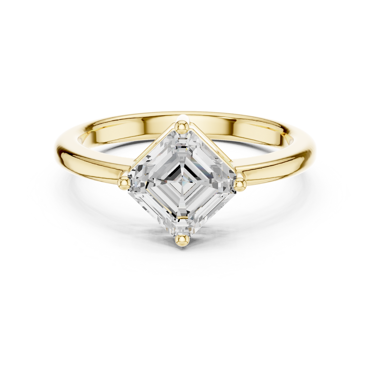 14K Solid Gold Lab Diamond Three-Stone Ring, Yellow Gold